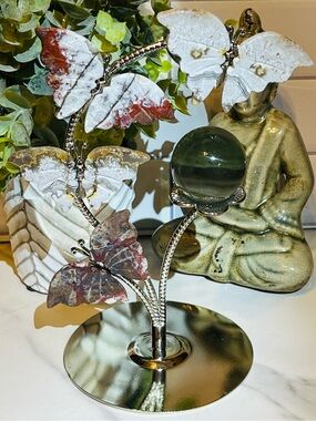 Crazy Lace 4 Butterfly Sphere Stand ✨Fluorite Crystal Sphere Included✨